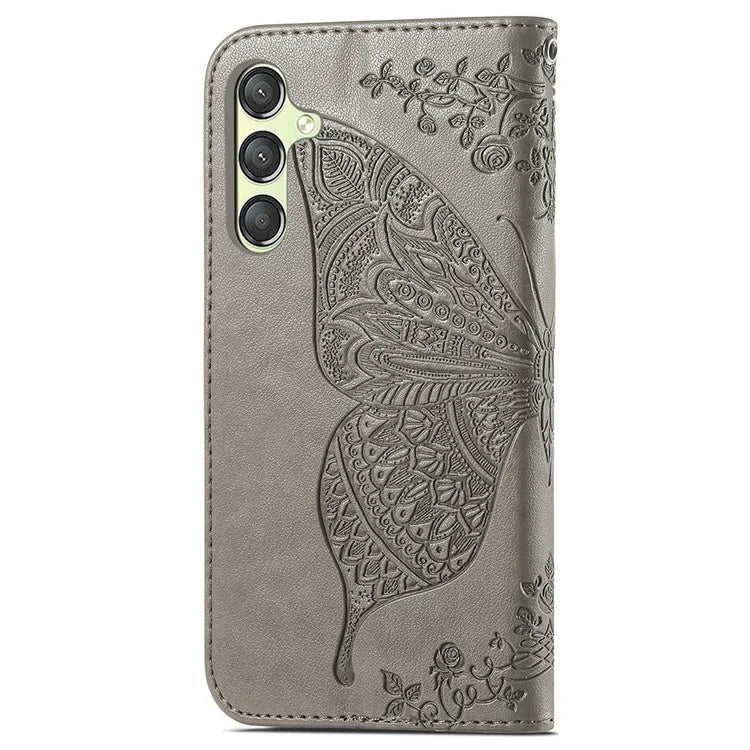 For Samsung Galaxy A25 5G (Global) (161.0 x 76.5 x 8.3mm) Butterfly Pattern Case Leather Phone Cover with Magnetic Clasp