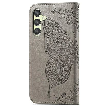 For Samsung Galaxy A25 5G (Global) (161.0 x 76.5 x 8.3mm) Butterfly Pattern Case Leather Phone Cover with Magnetic Clasp