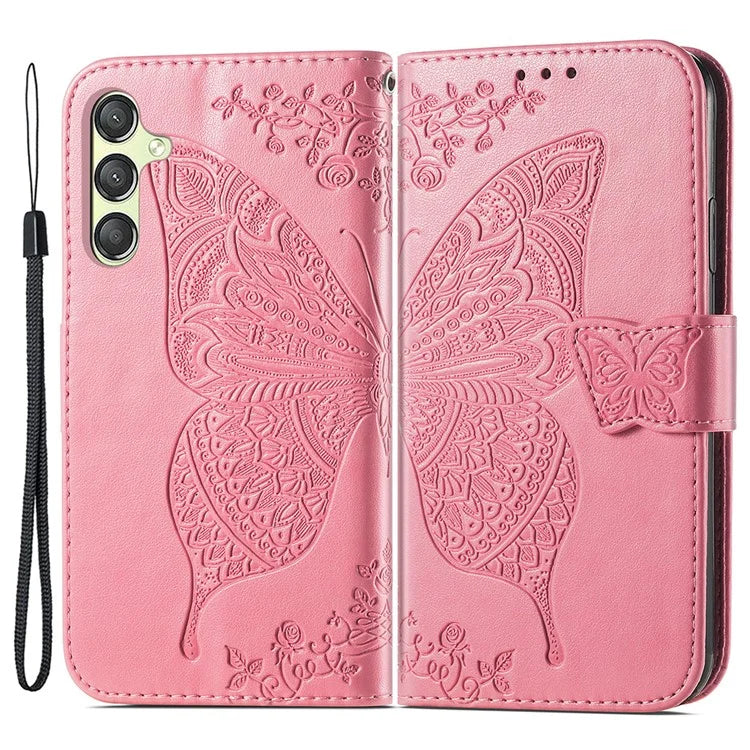 For Samsung Galaxy A25 5G (Global) (161.0 x 76.5 x 8.3mm) Butterfly Pattern Case Leather Phone Cover with Magnetic Clasp