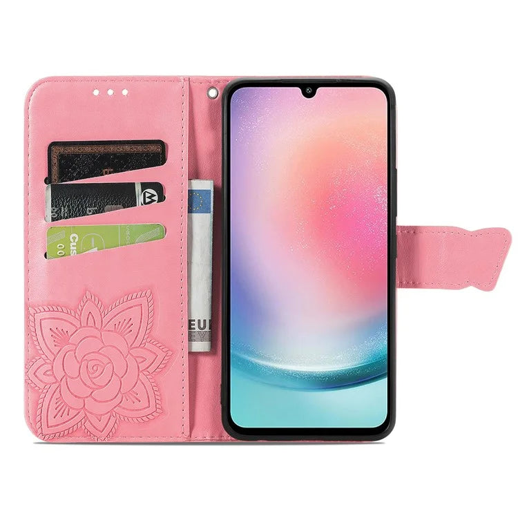 For Samsung Galaxy A25 5G (Global) (161.0 x 76.5 x 8.3mm) Butterfly Pattern Case Leather Phone Cover with Magnetic Clasp