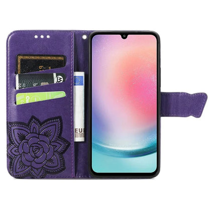 For Samsung Galaxy A25 5G (Global) (161.0 x 76.5 x 8.3mm) Butterfly Pattern Case Leather Phone Cover with Magnetic Clasp