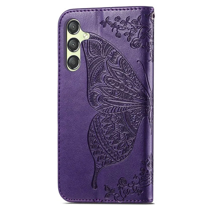 For Samsung Galaxy A25 5G (Global) (161.0 x 76.5 x 8.3mm) Butterfly Pattern Case Leather Phone Cover with Magnetic Clasp