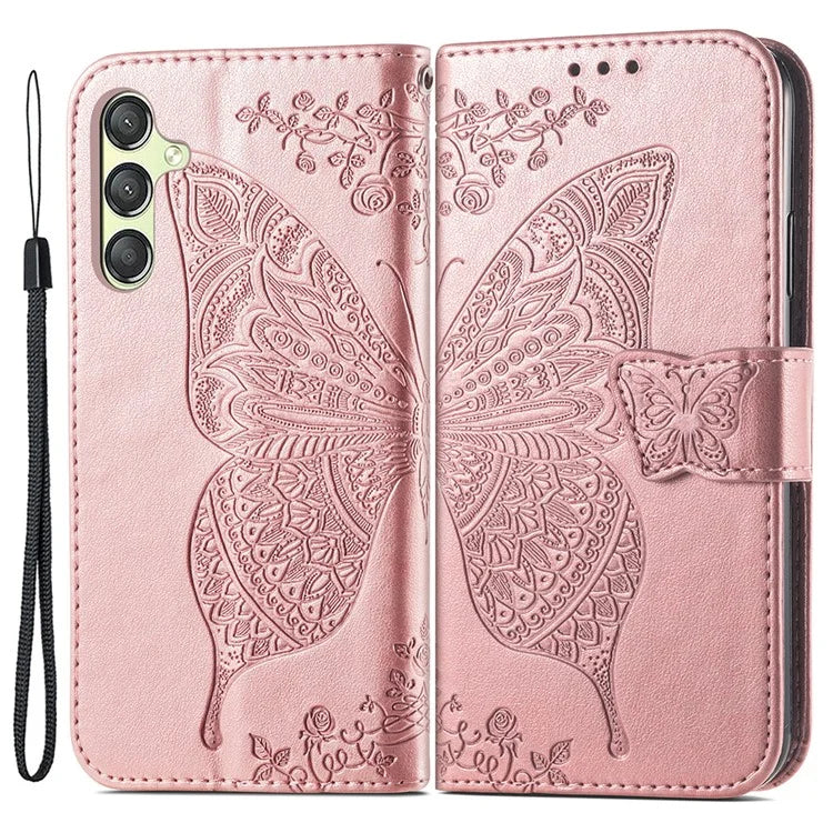 For Samsung Galaxy A25 5G (Global) (161.0 x 76.5 x 8.3mm) Butterfly Pattern Case Leather Phone Cover with Magnetic Clasp