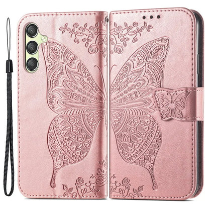 For Samsung Galaxy A25 5G (Global) (161.0 x 76.5 x 8.3mm) Butterfly Pattern Case Leather Phone Cover with Magnetic Clasp