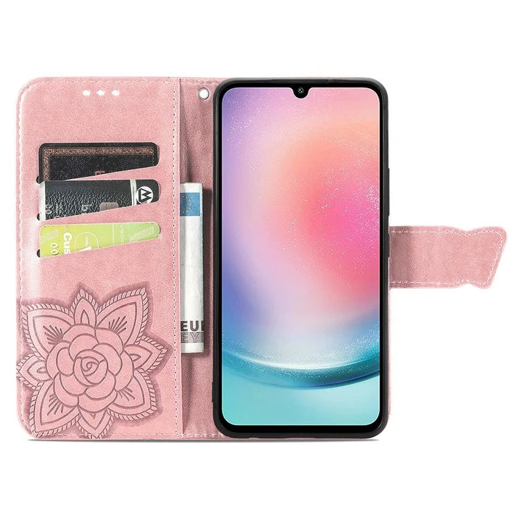 For Samsung Galaxy A25 5G (Global) (161.0 x 76.5 x 8.3mm) Butterfly Pattern Case Leather Phone Cover with Magnetic Clasp