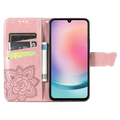 For Samsung Galaxy A25 5G (Global) (161.0 x 76.5 x 8.3mm) Butterfly Pattern Case Leather Phone Cover with Magnetic Clasp