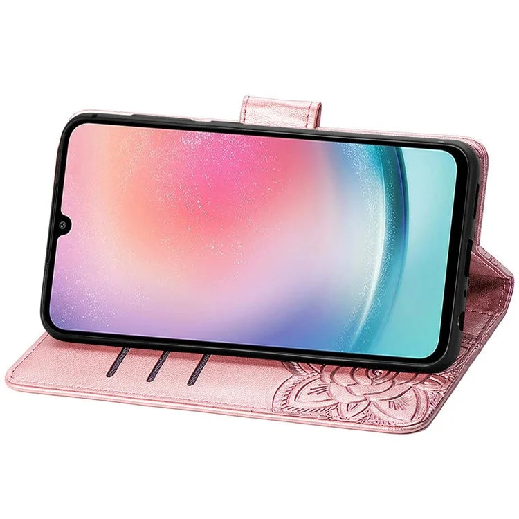 For Samsung Galaxy A25 5G (Global) (161.0 x 76.5 x 8.3mm) Butterfly Pattern Case Leather Phone Cover with Magnetic Clasp