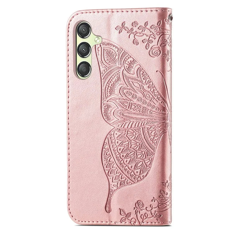 For Samsung Galaxy A25 5G (Global) (161.0 x 76.5 x 8.3mm) Butterfly Pattern Case Leather Phone Cover with Magnetic Clasp