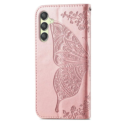 For Samsung Galaxy A25 5G (Global) (161.0 x 76.5 x 8.3mm) Butterfly Pattern Case Leather Phone Cover with Magnetic Clasp