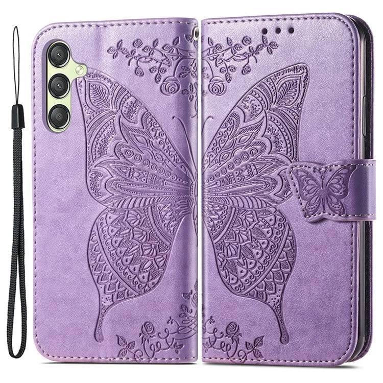 For Samsung Galaxy A25 5G (Global) (161.0 x 76.5 x 8.3mm) Butterfly Pattern Case Leather Phone Cover with Magnetic Clasp