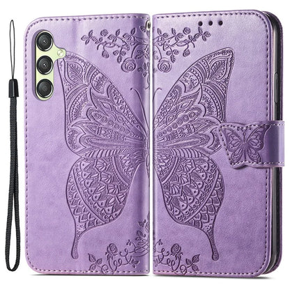 For Samsung Galaxy A25 5G (Global) (161.0 x 76.5 x 8.3mm) Butterfly Pattern Case Leather Phone Cover with Magnetic Clasp
