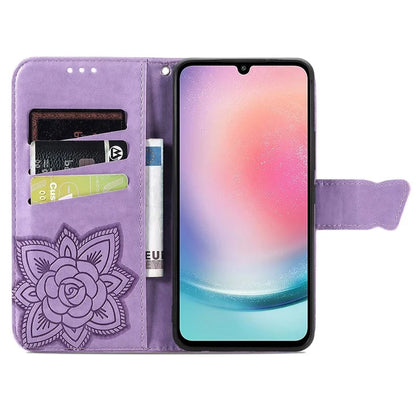 For Samsung Galaxy A25 5G (Global) (161.0 x 76.5 x 8.3mm) Butterfly Pattern Case Leather Phone Cover with Magnetic Clasp
