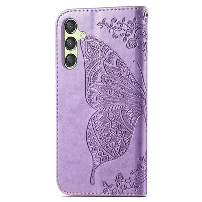 For Samsung Galaxy A25 5G (Global) (161.0 x 76.5 x 8.3mm) Butterfly Pattern Case Leather Phone Cover with Magnetic Clasp