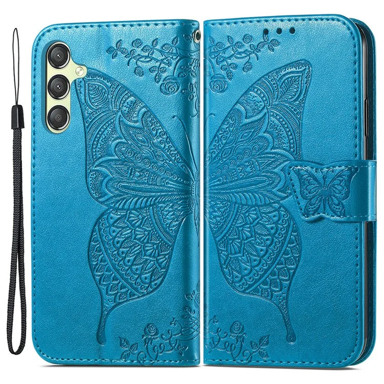 For Samsung Galaxy A25 5G (Global) (161.0 x 76.5 x 8.3mm) Butterfly Pattern Case Leather Phone Cover with Magnetic Clasp