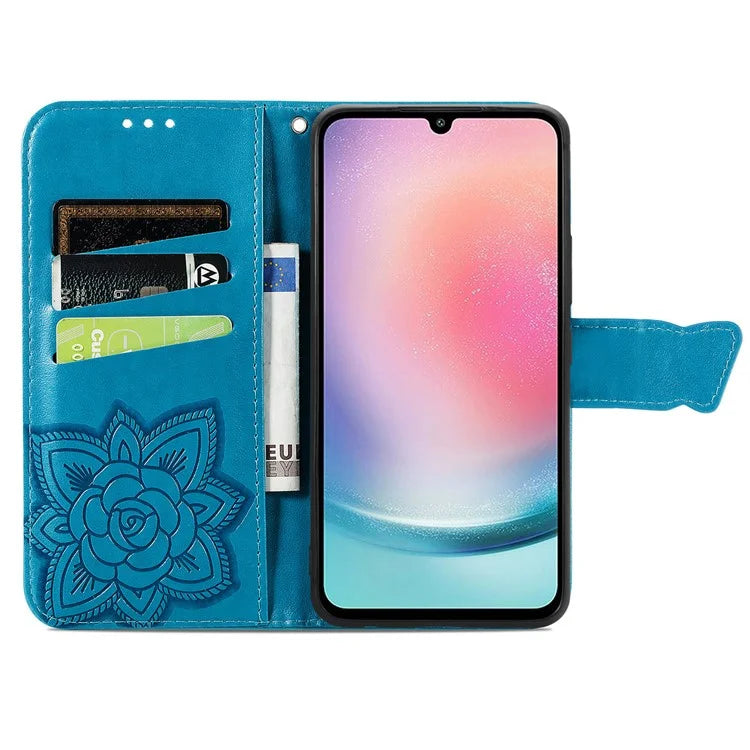 For Samsung Galaxy A25 5G (Global) (161.0 x 76.5 x 8.3mm) Butterfly Pattern Case Leather Phone Cover with Magnetic Clasp