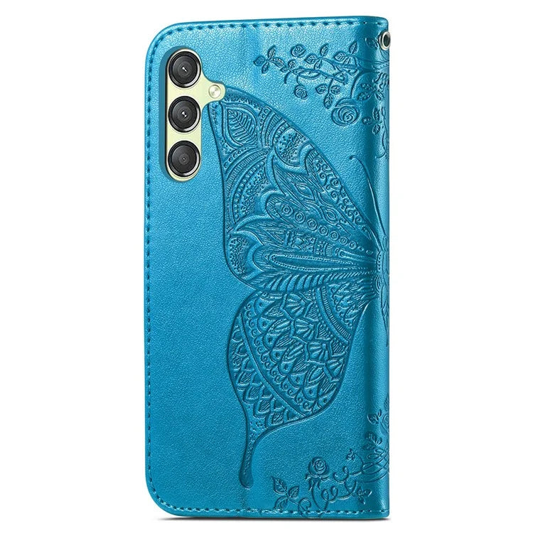 For Samsung Galaxy A25 5G (Global) (161.0 x 76.5 x 8.3mm) Butterfly Pattern Case Leather Phone Cover with Magnetic Clasp