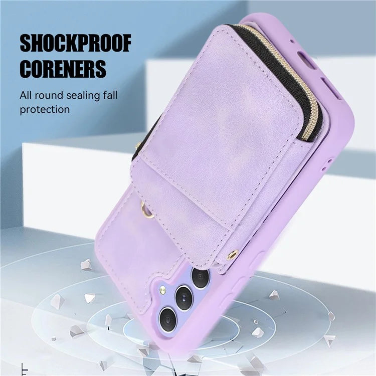 For Samsung Galaxy A25 5G (Global) (161.0 x 76.5 x 8.3mm) Case Leather TPU Back Cover with Zipper Card Bag
