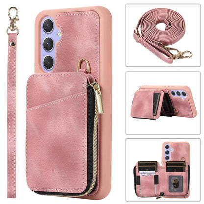 For Samsung Galaxy A15 4G  /  5G Case with Strap Leather TPU Cover Card Bag Stand