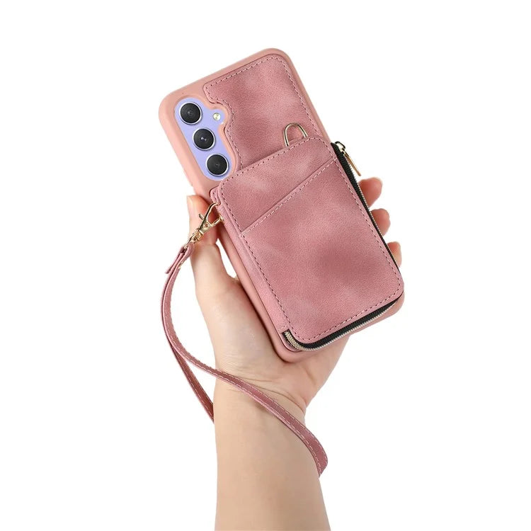 For Samsung Galaxy A15 4G  /  5G Case with Strap Leather TPU Cover Card Bag Stand