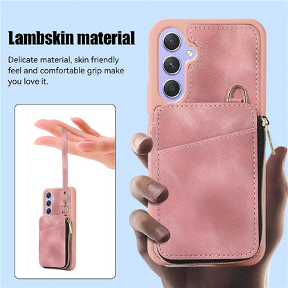 For Samsung Galaxy A15 4G  /  5G Case with Strap Leather TPU Cover Card Bag Stand