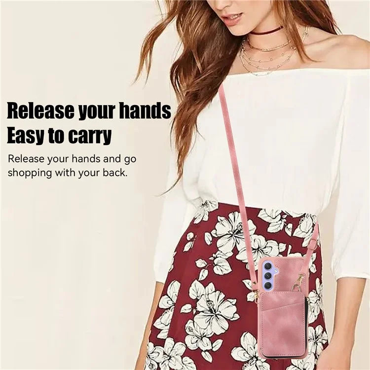 For Samsung Galaxy A15 4G  /  5G Case with Strap Leather TPU Cover Card Bag Stand