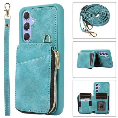 For Samsung Galaxy A15 4G  /  5G Case with Strap Leather TPU Cover Card Bag Stand