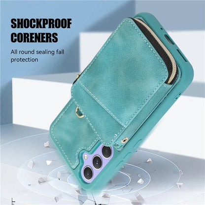 For Samsung Galaxy A15 4G  /  5G Case with Strap Leather TPU Cover Card Bag Stand