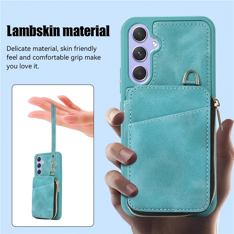 For Samsung Galaxy A15 4G  /  5G Case with Strap Leather TPU Cover Card Bag Stand