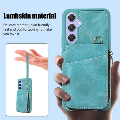For Samsung Galaxy A15 4G  /  5G Case with Strap Leather TPU Cover Card Bag Stand