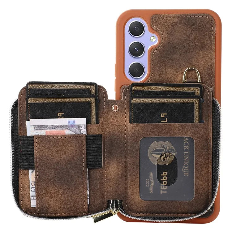 For Samsung Galaxy A15 4G  /  5G Case with Strap Leather TPU Cover Card Bag Stand
