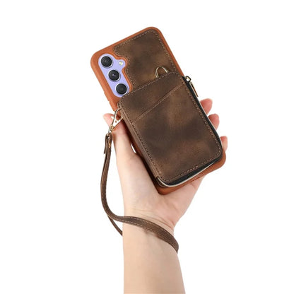 For Samsung Galaxy A15 4G  /  5G Case with Strap Leather TPU Cover Card Bag Stand