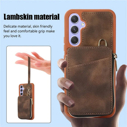 For Samsung Galaxy A15 4G  /  5G Case with Strap Leather TPU Cover Card Bag Stand