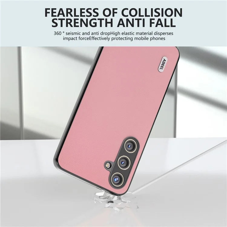 ABEEL For Samsung Galaxy S24 Case Scratch-proof Genuine Cow Leather + Hard PC Shell