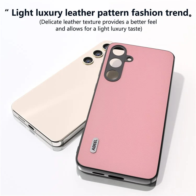 ABEEL For Samsung Galaxy S24 Case Scratch-proof Genuine Cow Leather + Hard PC Shell