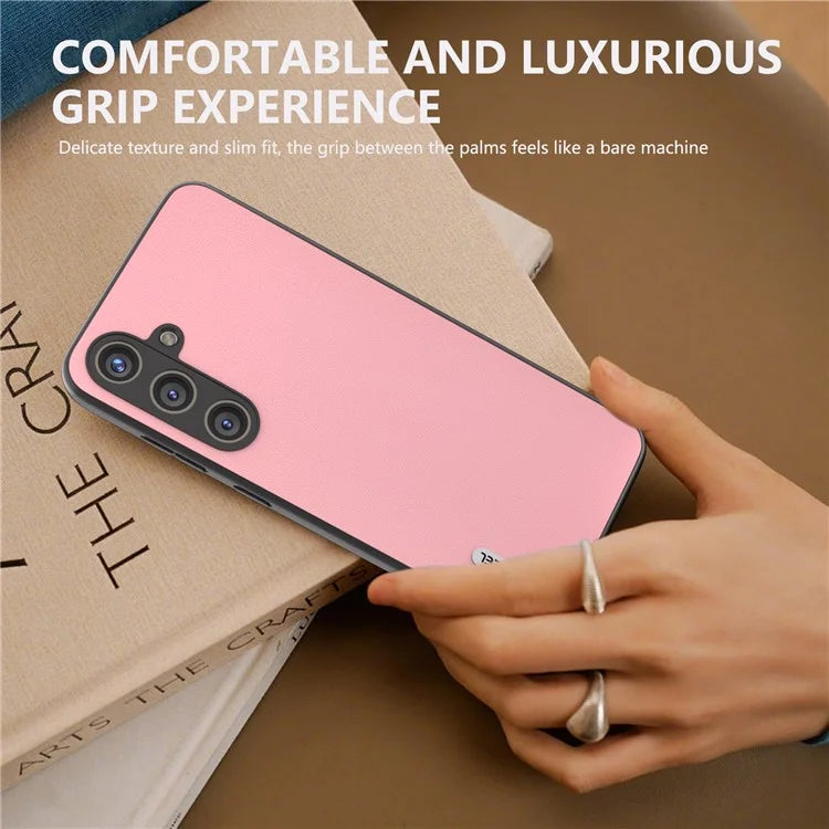 ABEEL For Samsung Galaxy S24 Case Scratch-proof Genuine Cow Leather + Hard PC Shell