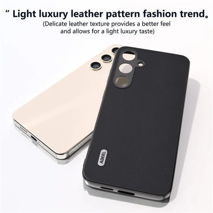 ABEEL For Samsung Galaxy S24 Case Scratch-proof Genuine Cow Leather + Hard PC Shell