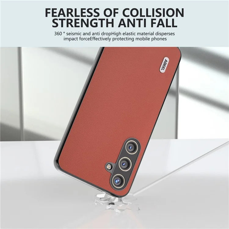 ABEEL For Samsung Galaxy S24 Case Scratch-proof Genuine Cow Leather + Hard PC Shell