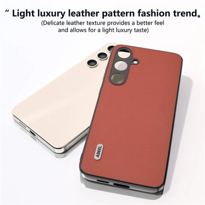 ABEEL For Samsung Galaxy S24 Case Scratch-proof Genuine Cow Leather + Hard PC Shell