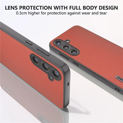 ABEEL For Samsung Galaxy S24 Case Scratch-proof Genuine Cow Leather + Hard PC Shell
