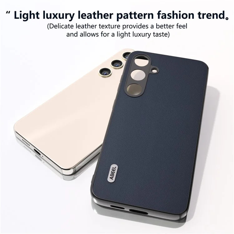 ABEEL For Samsung Galaxy S24 Case Scratch-proof Genuine Cow Leather + Hard PC Shell