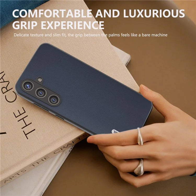 ABEEL For Samsung Galaxy S24 Case Scratch-proof Genuine Cow Leather + Hard PC Shell
