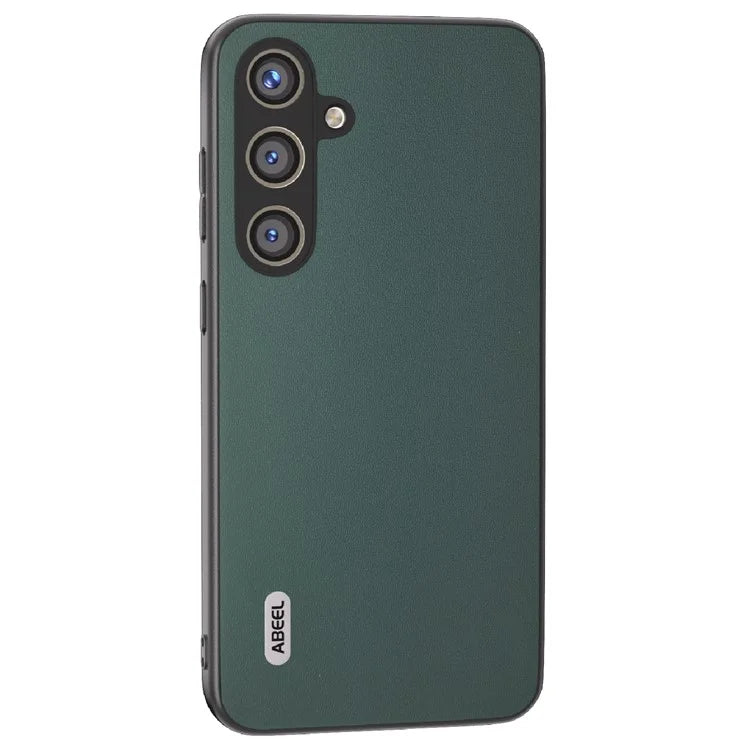 ABEEL For Samsung Galaxy S24 Case Scratch-proof Genuine Cow Leather + Hard PC Shell