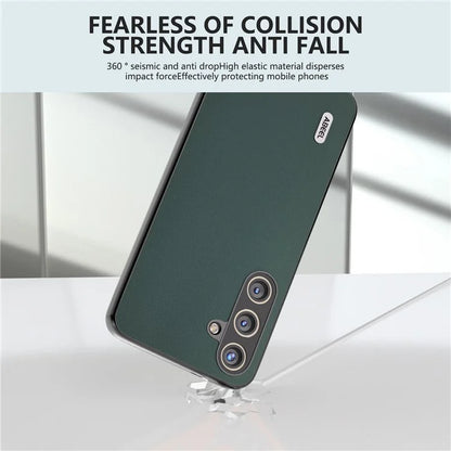 ABEEL For Samsung Galaxy S24 Case Scratch-proof Genuine Cow Leather + Hard PC Shell