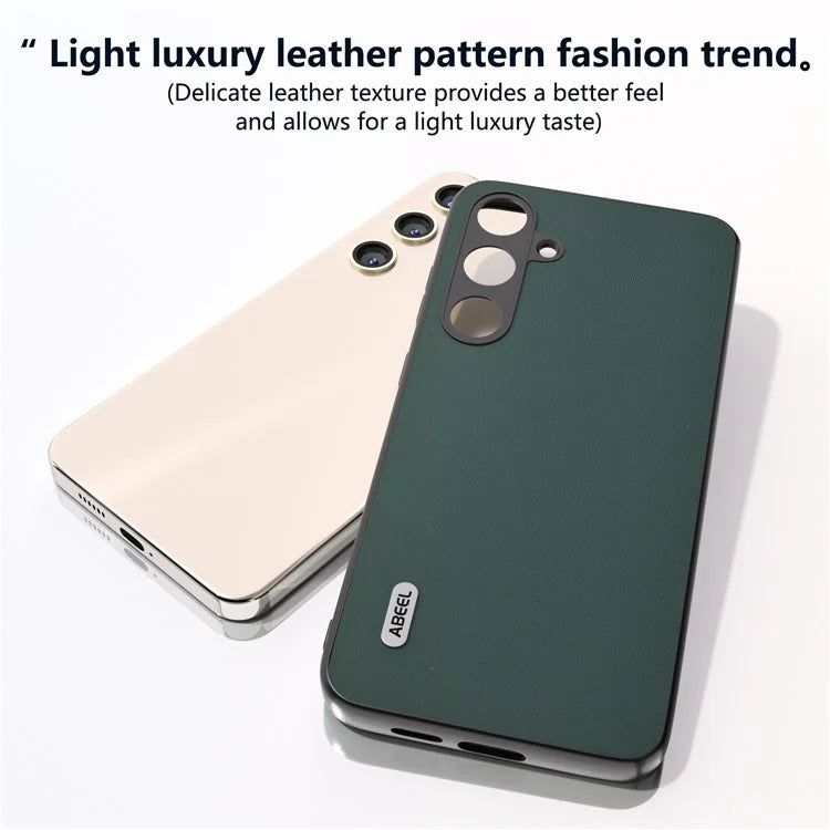 ABEEL For Samsung Galaxy S24 Case Scratch-proof Genuine Cow Leather + Hard PC Shell