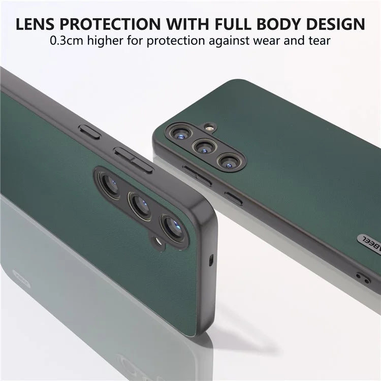 ABEEL For Samsung Galaxy S24 Case Scratch-proof Genuine Cow Leather + Hard PC Shell
