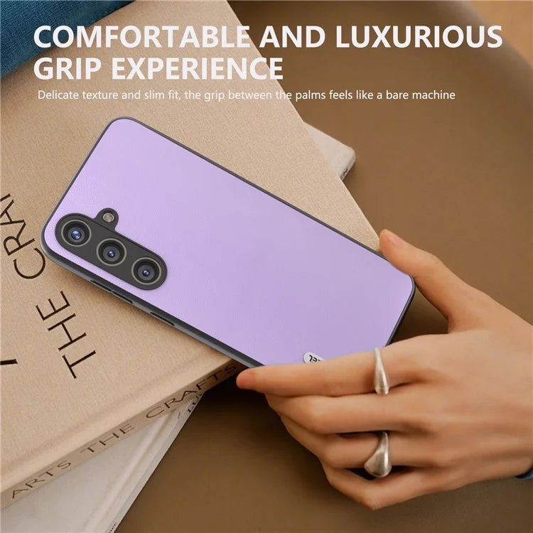 ABEEL For Samsung Galaxy S24 Case Slim-Fit PU Leather+PC Smooth-touch Protective Back Cover