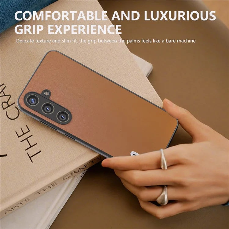 ABEEL For Samsung Galaxy S24 Case Slim-Fit PU Leather+PC Smooth-touch Protective Back Cover
