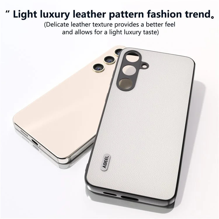 ABEEL For Samsung Galaxy S24+ Case Genuine Cow Leather+PC Scratch-resistant Smart Phone Shell