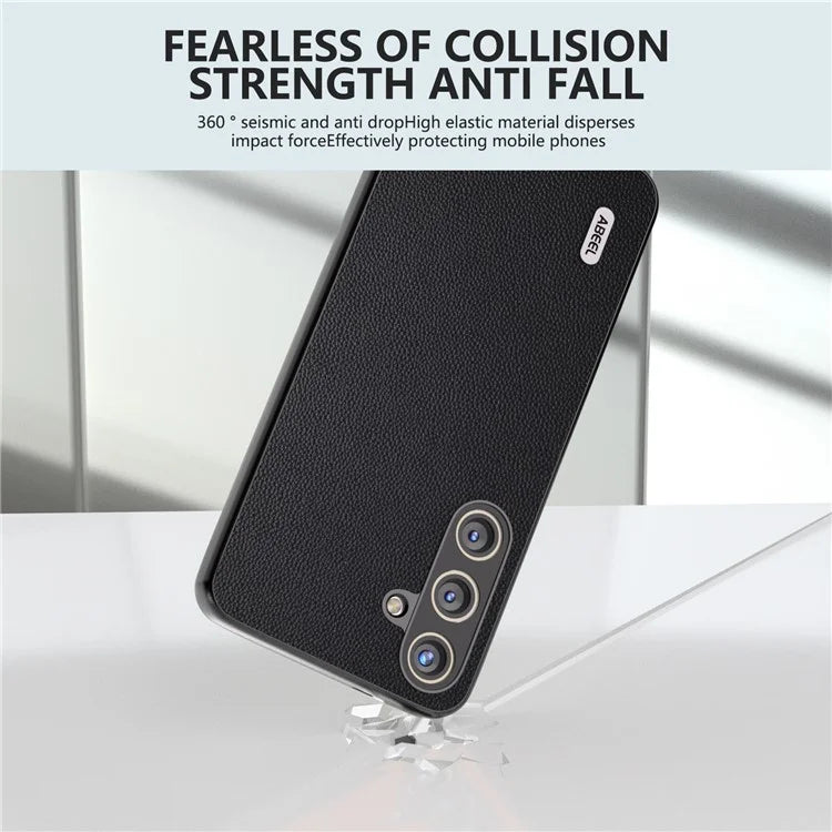ABEEL For Samsung Galaxy S24+ Case Genuine Cow Leather+PC Scratch-resistant Smart Phone Shell