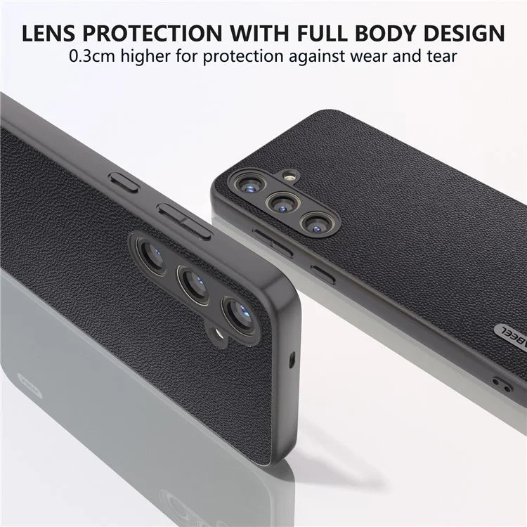ABEEL For Samsung Galaxy S24+ Case Genuine Cow Leather+PC Scratch-resistant Smart Phone Shell